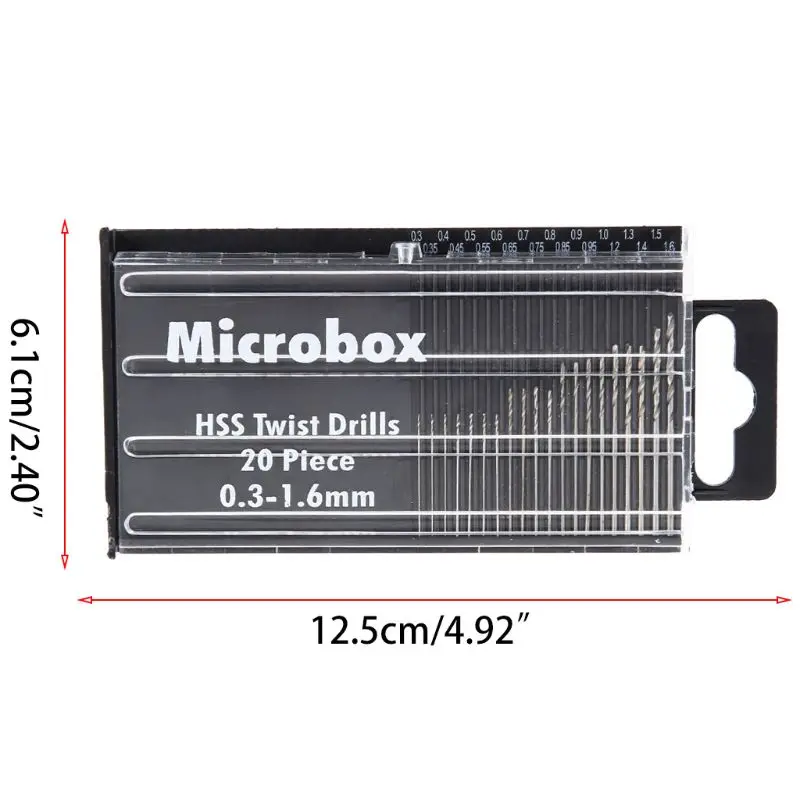 

20Pcs 0.3-1.6mm Shank Mini Micro Drill Bit Set Twist Drill DIY Kit Rotary Tools