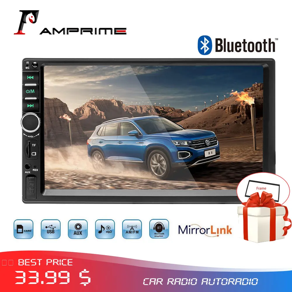Автомагнитола AMPrime мультимедийный плеер 2 DIN с 7 дюймовым экраном Mirrorlink Bluetooth FM USB MP5
