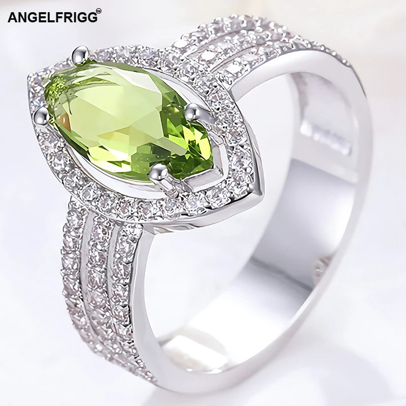 ANGELFRIGG New Arrival Silver Color Finger Rings With Marquise CZ For Women Ladies Wedding Birthday Christmas Jewelry Gift | Украшения и