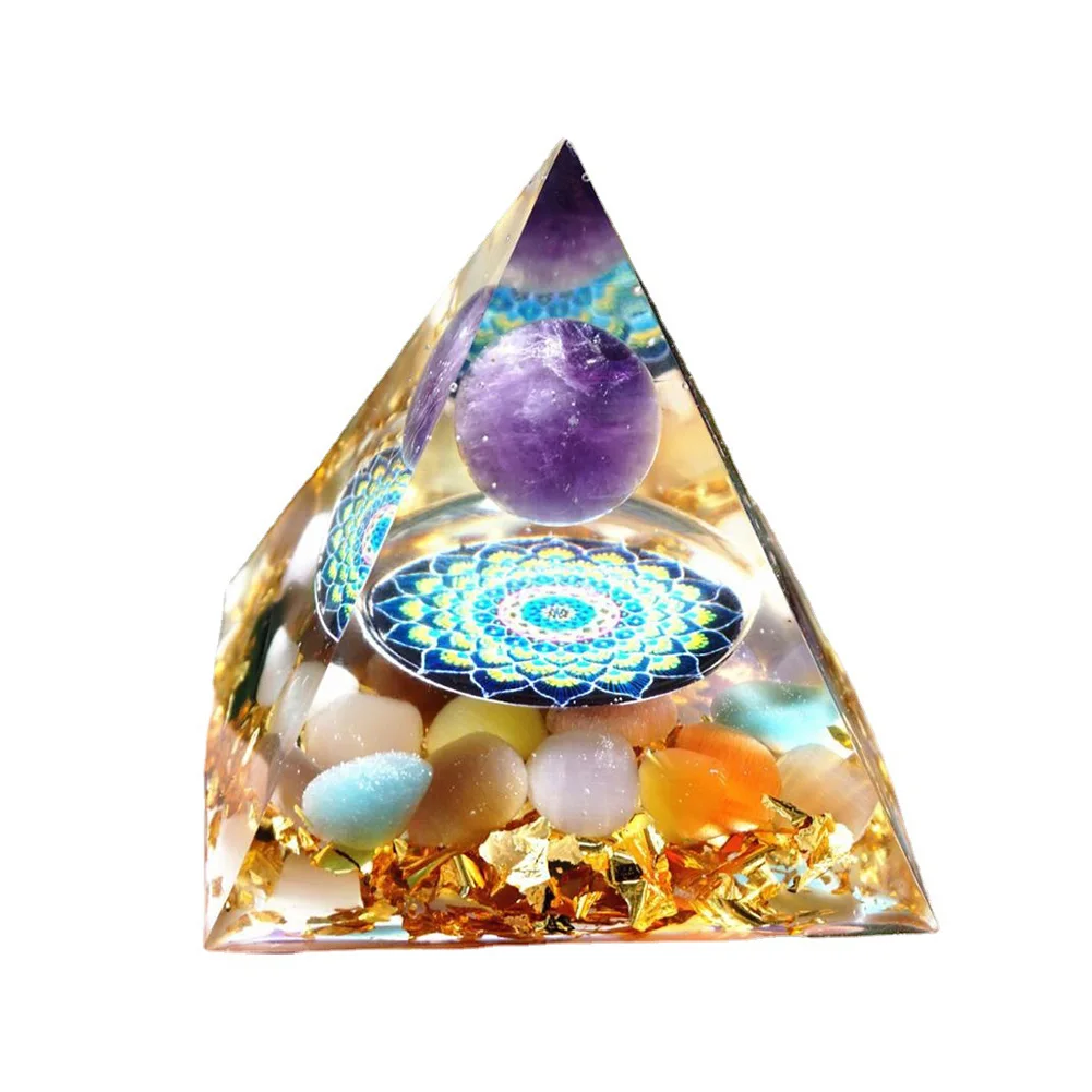 Tree of Life Orgone Pyramid Crystal Energy Orgonite Pyramid Peridot Healing Gem Stones EMF Orgonite Chakra Reiki Meditaiton Tool 