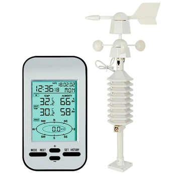

SHGO HOT-RF 433Mhz Wireless Weather Station Clock with Wind Speed and Direction Sensor