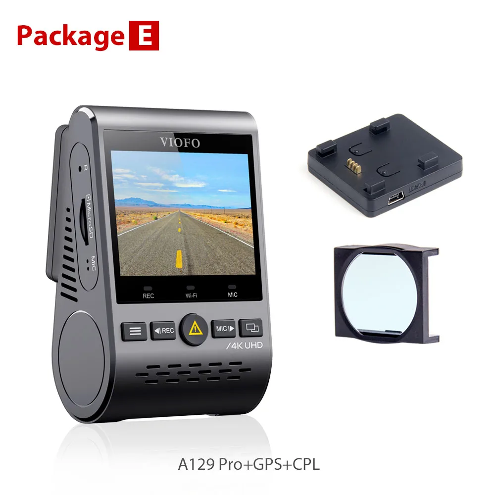 E 4K Dash Cam VIOFO A129 Pro DVR Ultra HD 4K Dash камера sony 8MP сенсор gps Wi-Fi буферный режим парковки g-сенсор Автомобильная камера новая - Название цвета: E