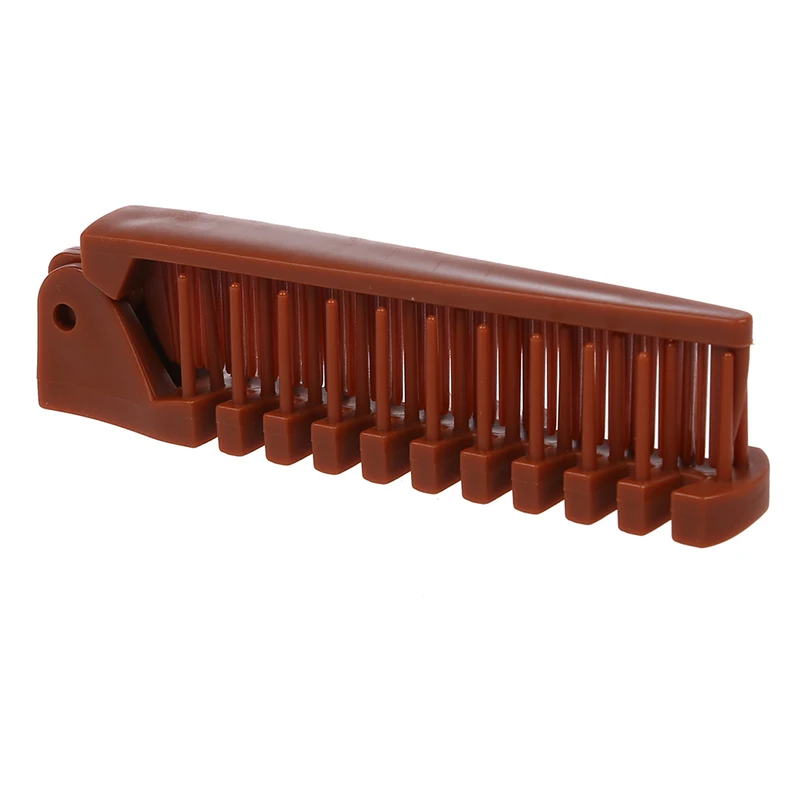 2 Pcs Lady Coffee Color Fishbone Shaped 2 Way Folding Hair Brush Pocket Comb