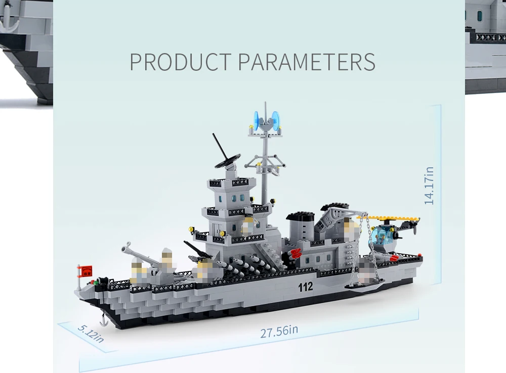 1000pcs ww2 warship building blocks toys model legoINGlys warship battleship