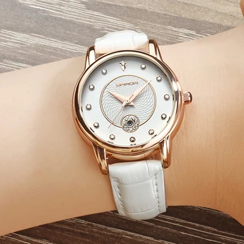 

2020 Sanda Gold Creative women watches Leather Band Calendar Watch women romantic Simple quartz watches Relogio Feminino