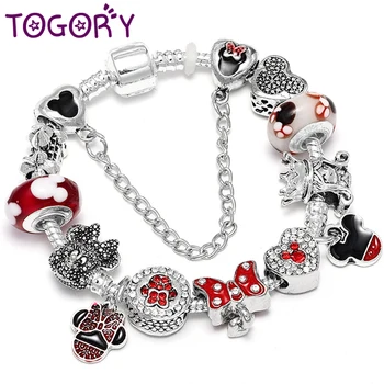 

TOGORY Fashion Charms Bracelet Bangle for Women Crystal Cartoon Animal Beads Bracelets DIY Jewelry Pulseras Mujer Gift