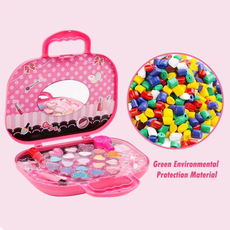

Children's Girls Toys Princess Makeup Tote Set Toy For Kid Cosmetic Girl Eyeshadow Lip Gloss Blusher Beauty Make Up Brush