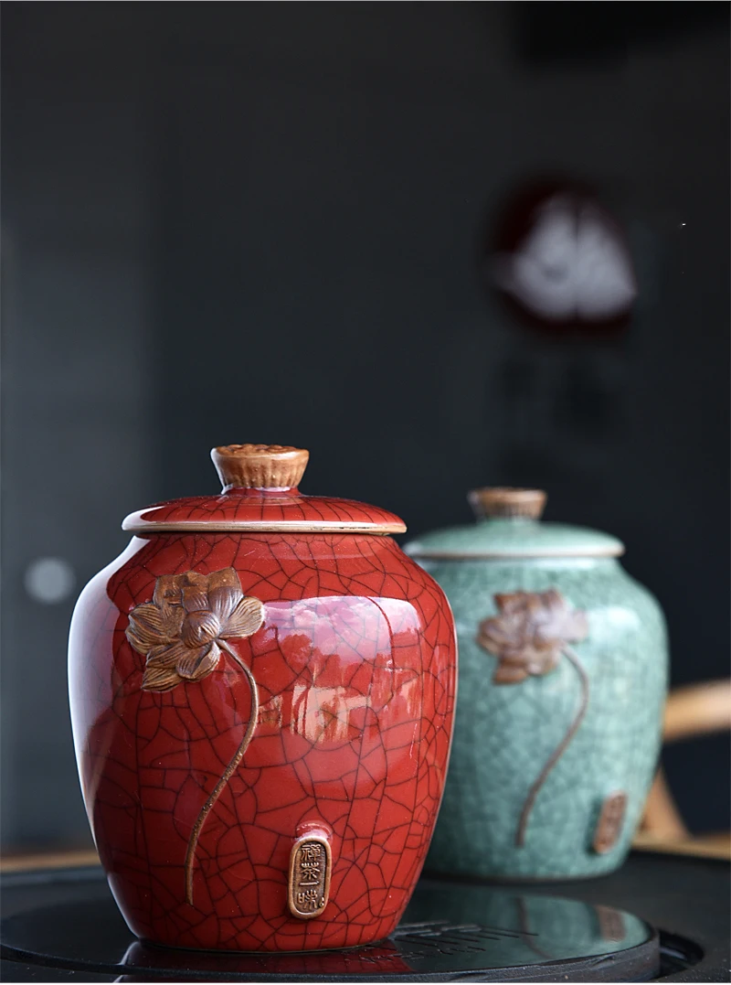CHANSHOVA ceramic tea jar sealed storage tank teapot tea box Chinese tea set tea container tea storage barrel travel tea set