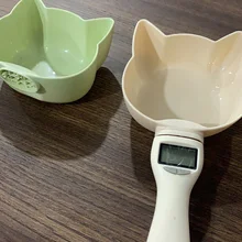 Alimentos para animais de estimação colher de medição mutlifunction destacável colher display led escala copo pesando colher de alimentação portátil tigelas suprimentos para animais de estimação