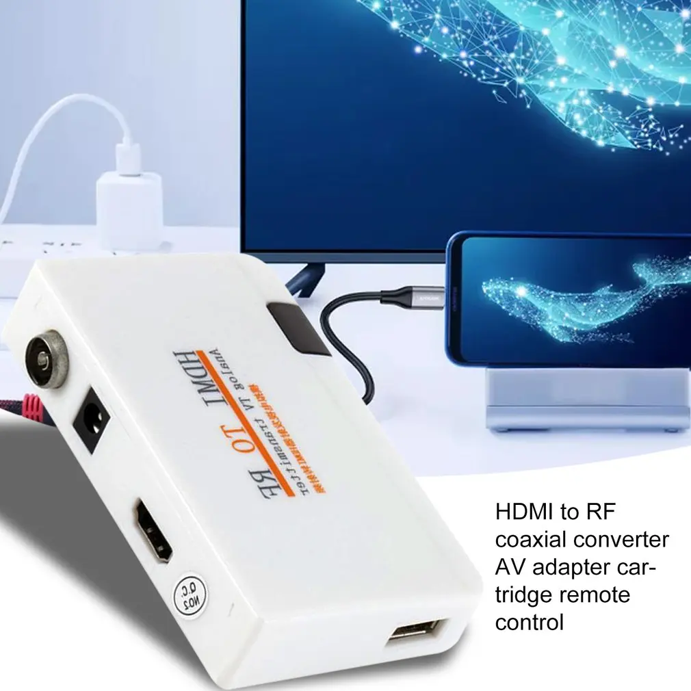 HDMI к РЧ коаксиальный преобразователь AV адаптер коробка ж/пульт дистанционного управления аналоговый сигнал ТВ передатчик коробка с питанием