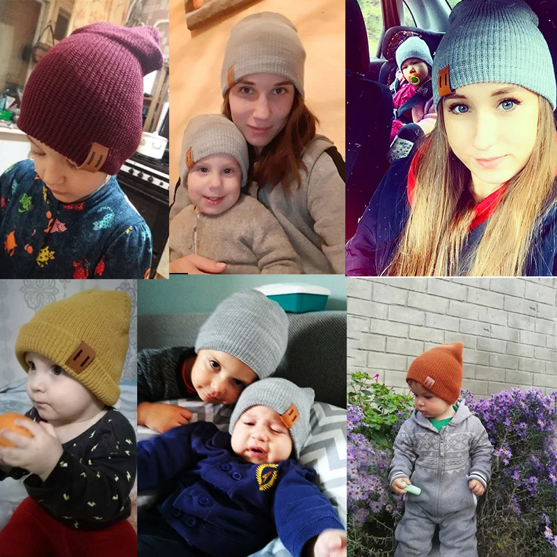 REAKIDS/Новая шапка для родителей и детей зимняя теплая папы мамы вязаная мягкая