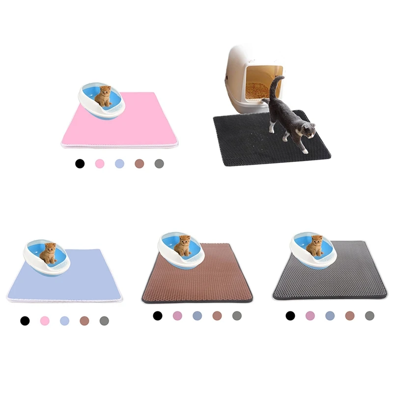 5 Color S/L Pet Cat Litter Mat EVA Double-Layer Cat Litter Trapper Mats with Waterproof Bottom Non-slip Pet Litter Cat Mat Layer