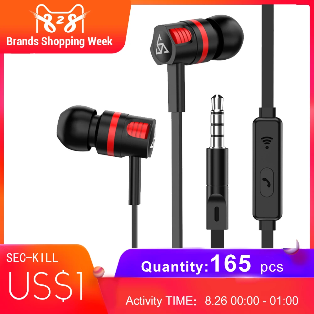 

PTM 3.5mm Wired Earphone Stereo Music Headphones Gaming Headset with In-line Control Microphone for iPhone Android Smartphones