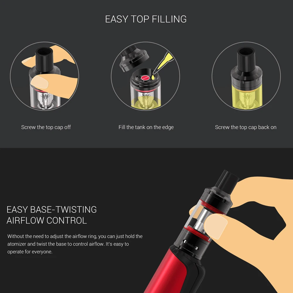  1Vaptio COSMO Electronic Cigarettes Best Kit with1500mAh Battery&2ml Atomizer Hookah Vaporizer 30W 