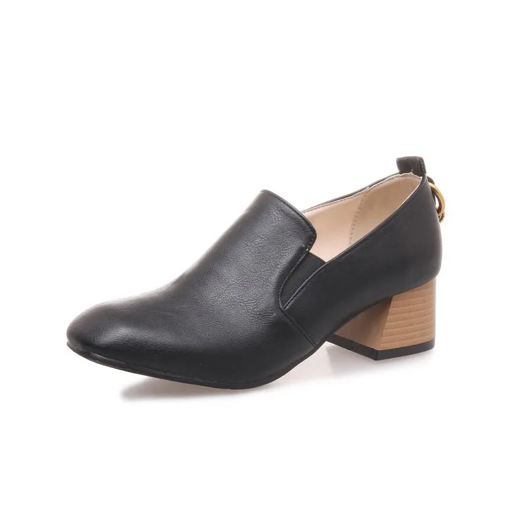 

2018 Spring New Style Ultra Large Small 32-46 Chunky-Heel Semi-high Heeled Deep-mouth Thin Shoes 1814