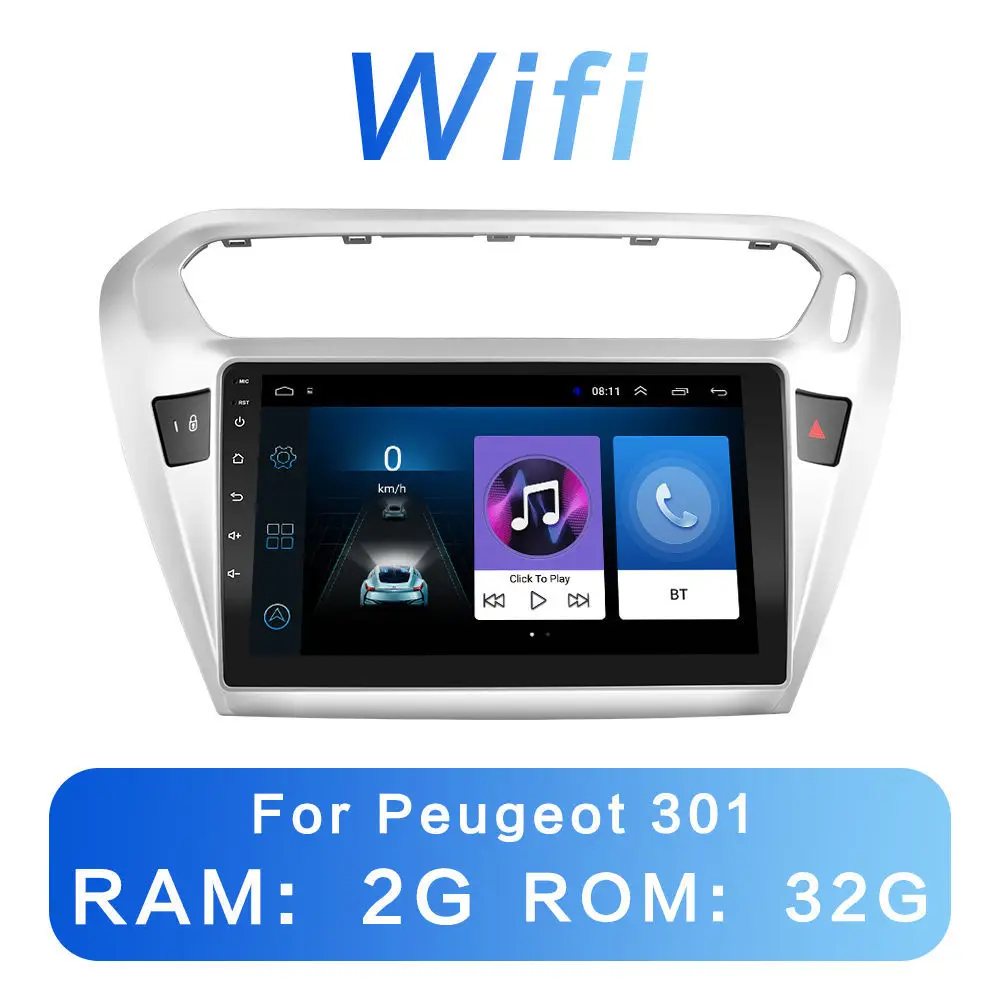 301 2G-32G 2G+ 3 2G DSP 2 din Android 8,1 4G чистая Автомобильная радио мультимедиа видео плеер для peugeot 301 Citroen Elysee радио 2013- WiFi BT - Цвет: 301 2G-32G