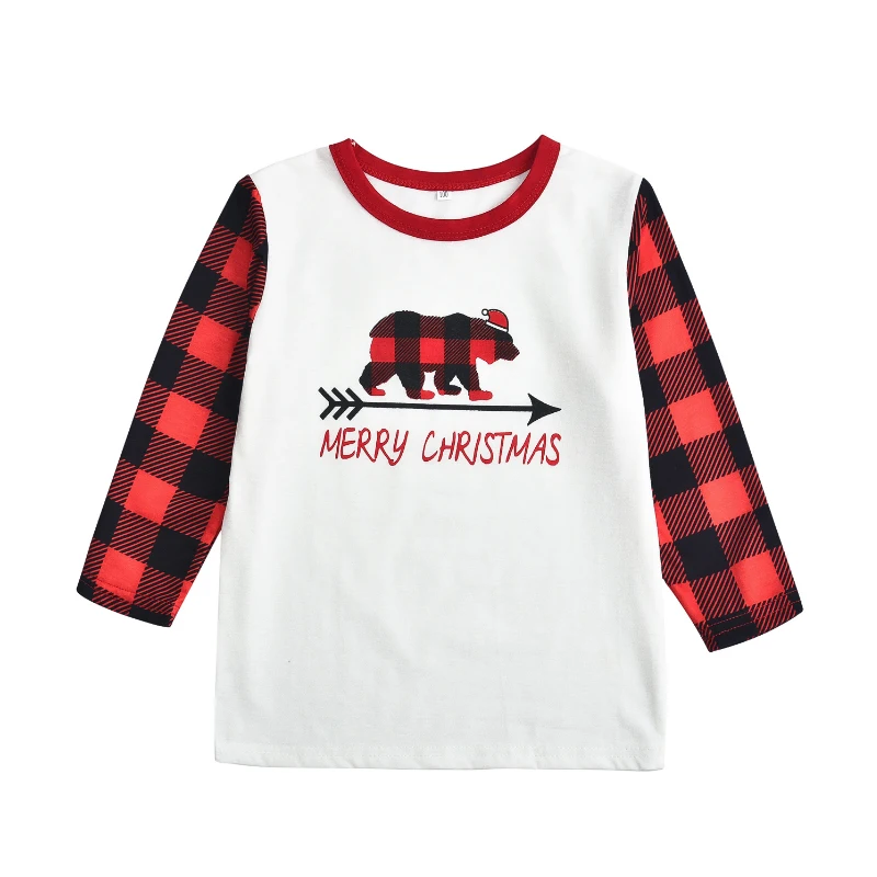 Семейные рождественские пижамы; одежда «Мама и я»; одинаковые пижамы с медведем для мамы, дочки, папы и сына; Семейный комплект в клетку