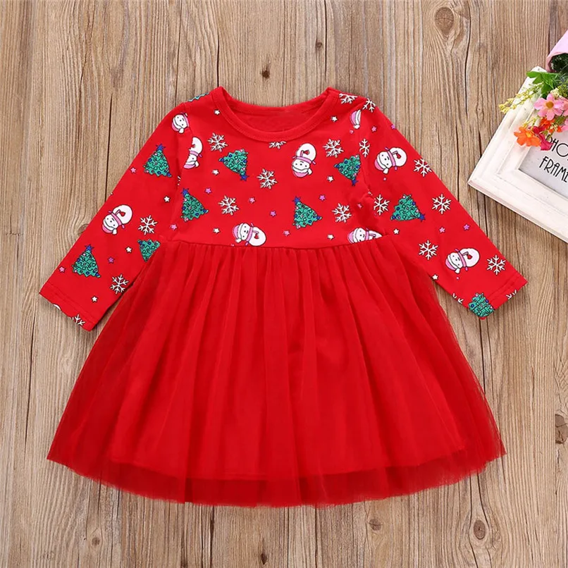 

Spring and Autumn Christmas Dress Girl Dress Girl Snowman Cartoon Party Princess Dress Christmas Clothes