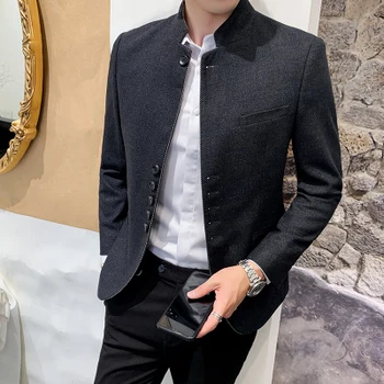 

2020 stand-up collar young men's suits with young men's suits, autumn and winter trend, casual, slim, handsome clothing jackets