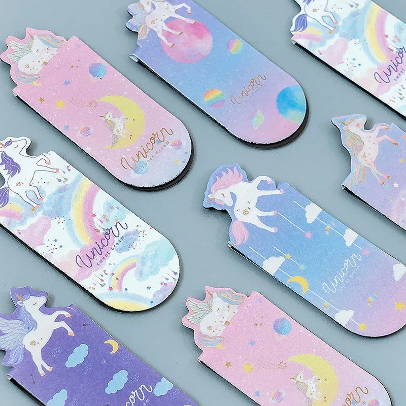 

3Pcs/Lot Cute Unicorn Bookmarks Kawaii Metal Bookmarks Magnetic Book Mark For Kids Girls Gifts School Office Supplies Stationery