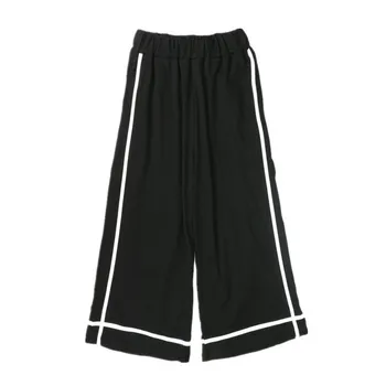 

Korean Style Mid Waist Ankle-length Pants For Women Loose Casual Black Wide Leg Pants Fashion Chic new