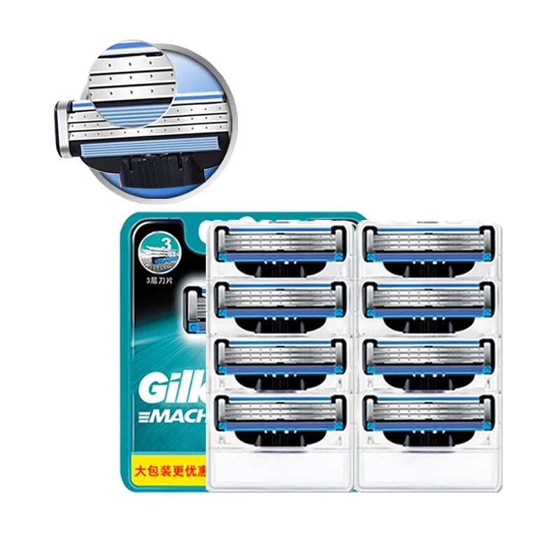 Мужские 3 слойные бритвенные лезвия кассеты 8 шт./упак. для Gillette Machh Fit Turbo Sensitive