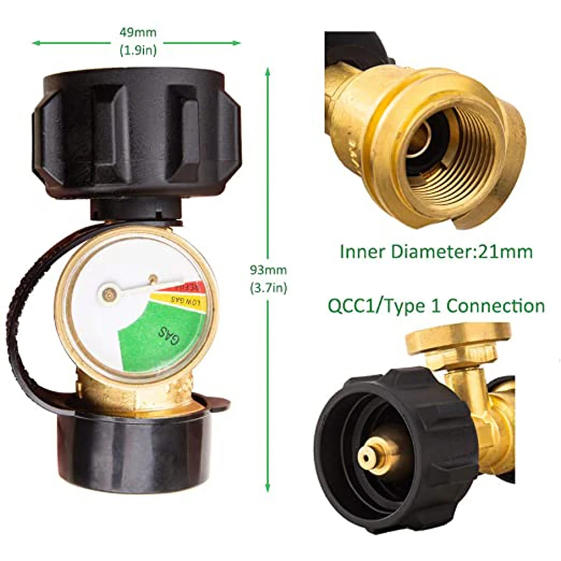 Gas Tank Level Indicator Gas Leak Detector QCC Type Propane Tank Gauge Level Indicator Leak Detector Gas Pressure Meter RV Camper Cylinder BBQ Gas Grill Heater