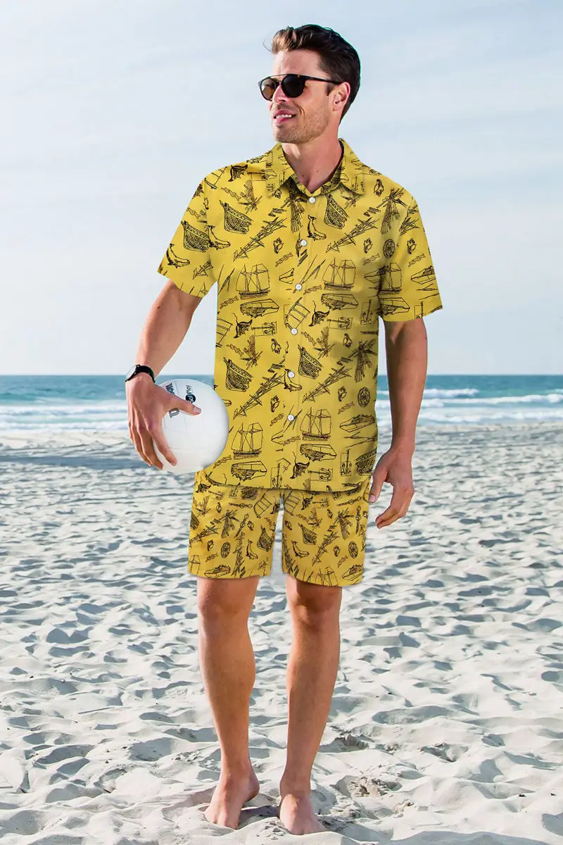 3d hawaii sets Мужская гавайская рубашка, короткий комплект, граффити, 3d, Пляжная Гавайская Алоха рубашка, шорты, повседневный комплект из 2 предметов, летний праздничный Модный комплект одежды для мужчин - Цвет: 3d hawaii sets