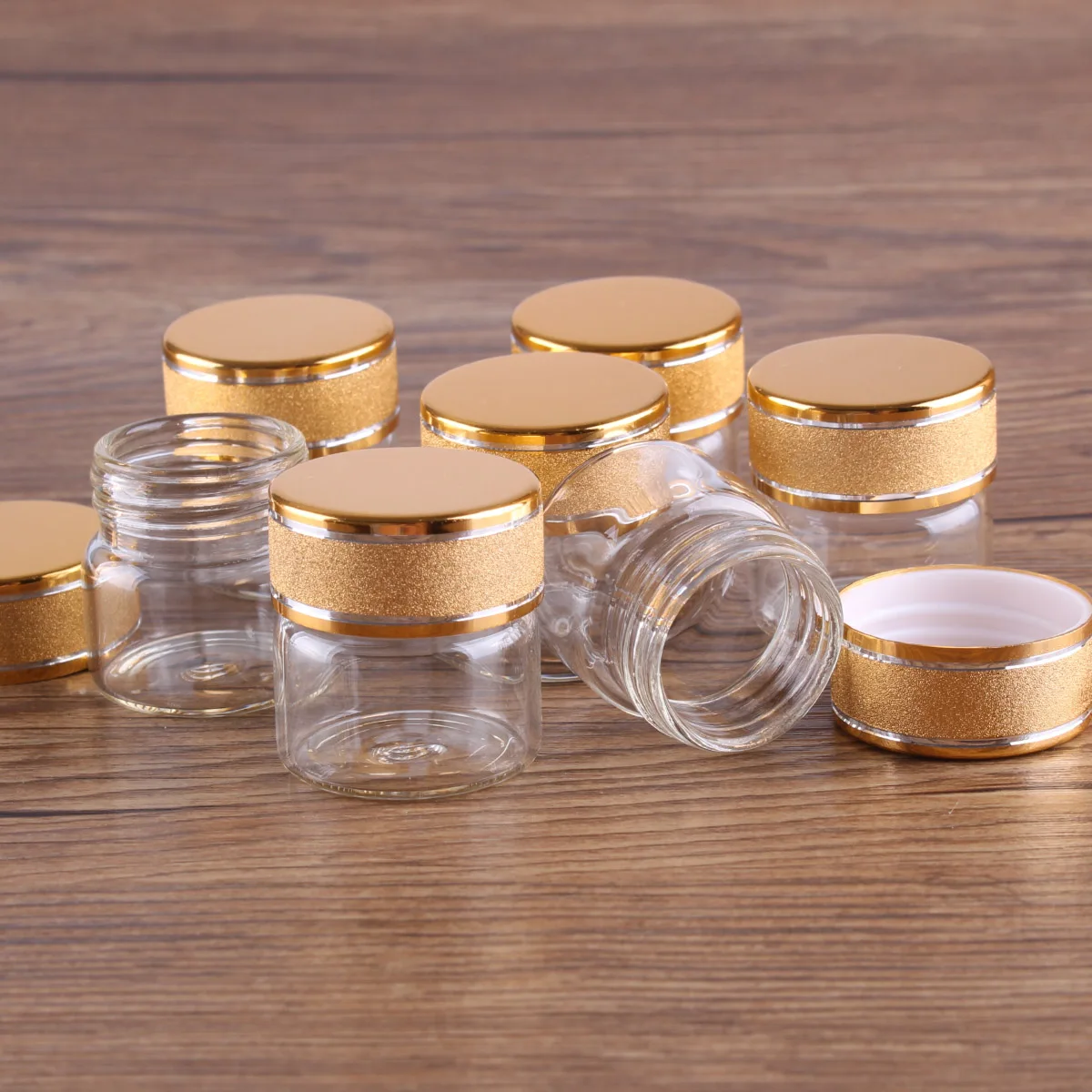 24 pieces 10ml 30*30mm Glass Bottles with Golden Frosted Caps Transparent Glass Perfume Bottle Spice Bottles Spice Jars 4