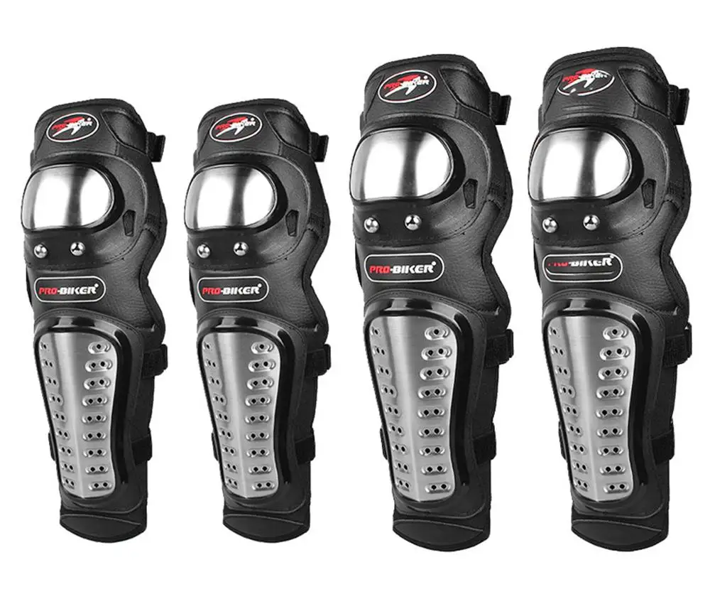 Koop 4 stks set Motorcycle Protector Kniebeschermers Elleboog Protector Rvs Cross country Beschermen Guards Lichtgewicht