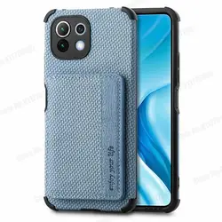 Premium Magnetic Stand Wallet Case with Card Slot - Shockproof Cover for POCO F3 Pro-F3 (Light blue)