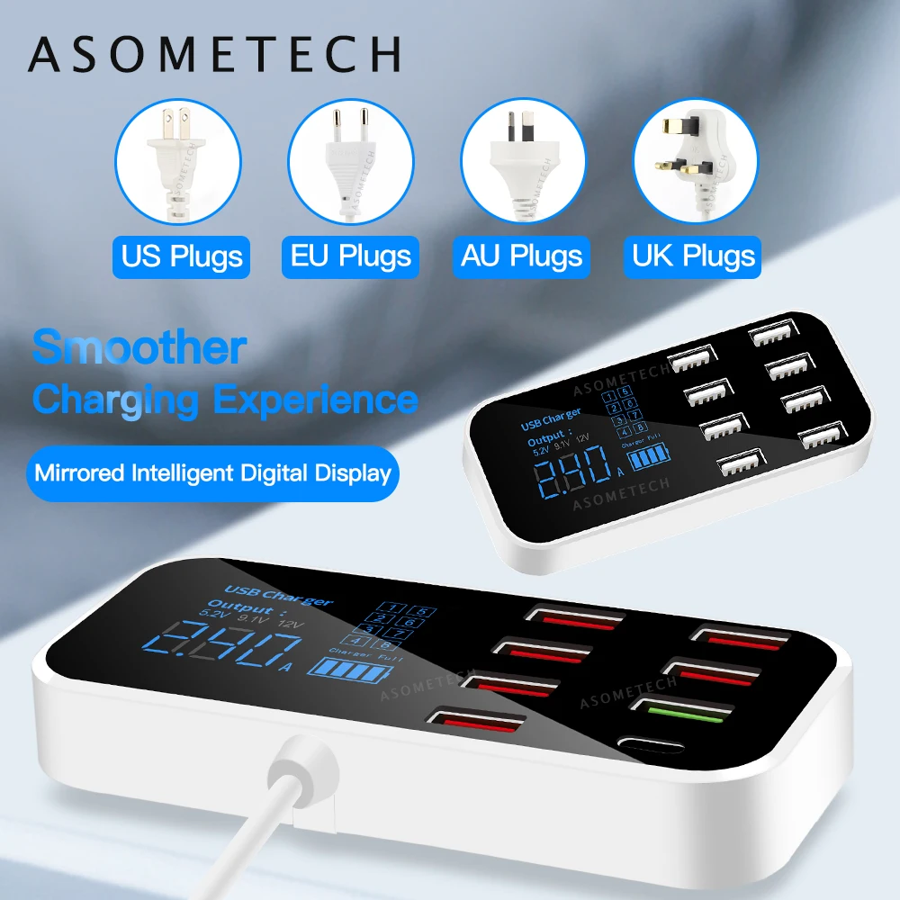 Digital Display Quick Charge USB Charger HUB Tablet Mobile Phone Charger Adapter Fast Charger For iPhone xiaomi huawei samsung|Mobile Phone Chargers| - AliExpress