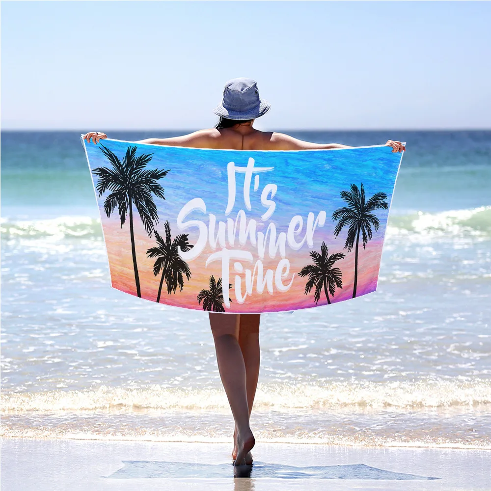 Летнее пляжное полотенце с принтом в виде рыбок и ананасов из микрофибры для