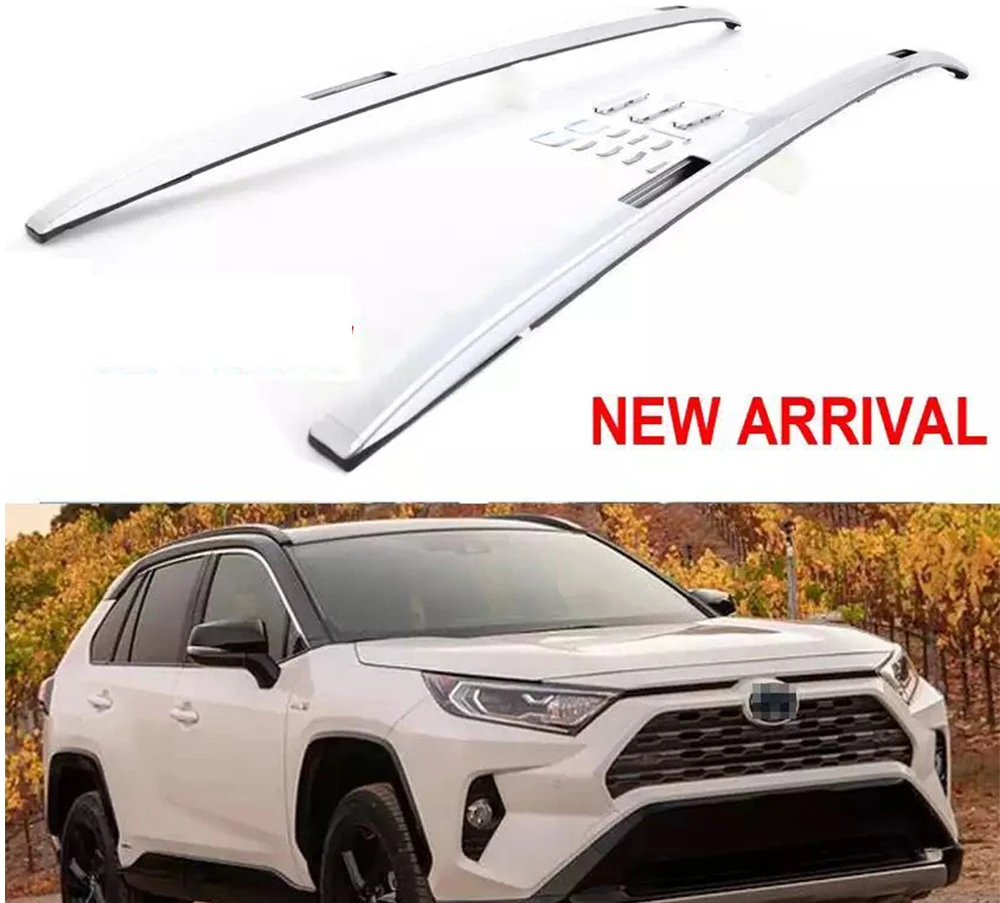 Laterais de Trilho de Telhado de Alumínio do Trilho do Telhado do Lado da Cremalheira-prata Apto para Toyota-rav4 Barras Lado da Cremalheira-prata Rav-4 2020 2021 do 4 Caixas e racks p telhado