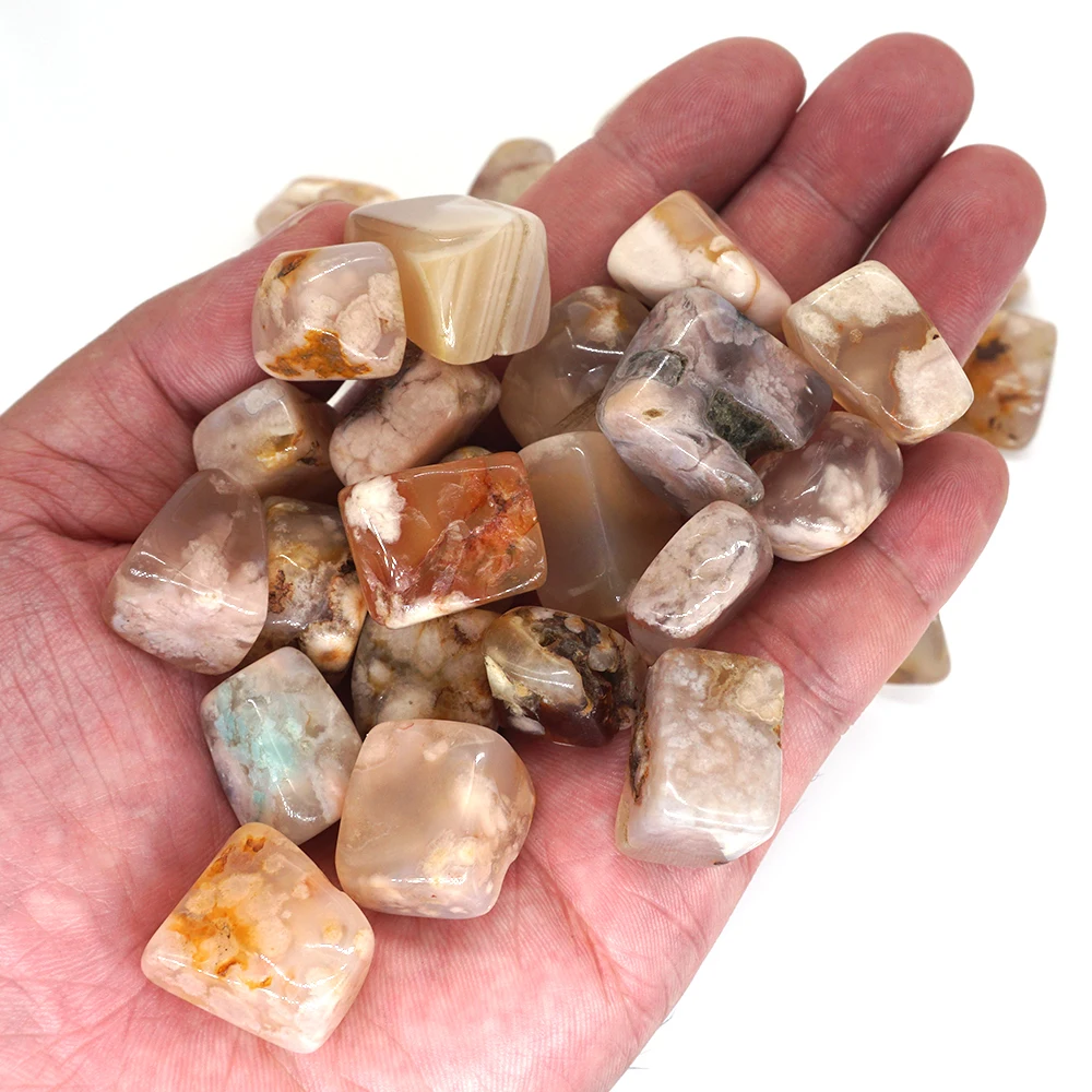 Natural Blossom Agate Healing Crystal Quartz Mineral Specimen Rock Reiki Tumbled Energy Stone Bulk Gem Home Aquarium Decoration