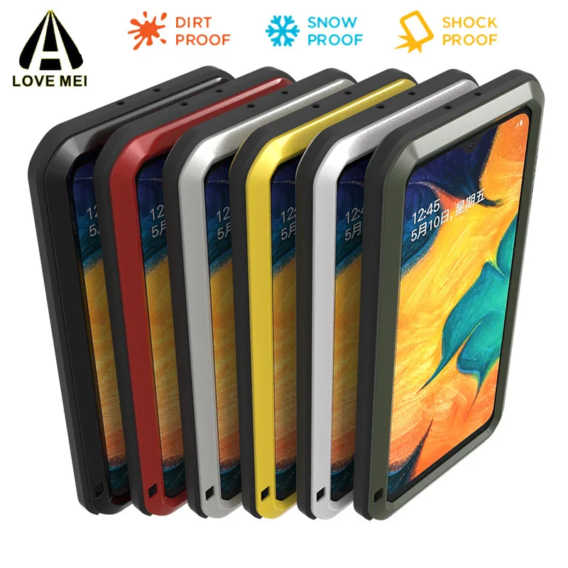 A40s защитный металлический противоударный чехол LOVE MEI для samsung Galaxy A40S, алюминиевые аксессуары, водонепроницаемый чехол+ стекло Gorila