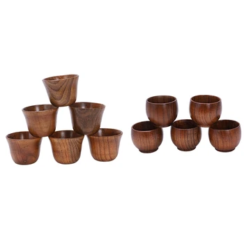 

11pcs Creative Tea Set Small Wooden Cup with Natural Wood Wine Cup Wooden Tea Cup - 5pcs 5.5x4.5cm & 6pcs 6.5x5cm