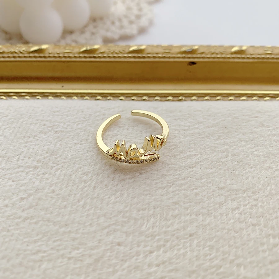 2021 Korean Female's AAA Zircon Ring Simple MOM Adjustable Opening Rings for Women Mother's Day Jewelry Gift