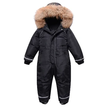 

Russia Winter Overall Kids Jumpsuits Autumn Hooded Down Parka Coat Children Warm Ski Suit Boy Girl Outerwear Child Clothing Coat