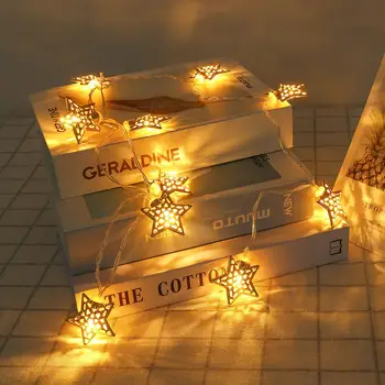 

2019 Bright Star Shape 10LED Battery Operated Fairy Light flexible Cable Super Bright Holiday Party Garden holidays Decoration
