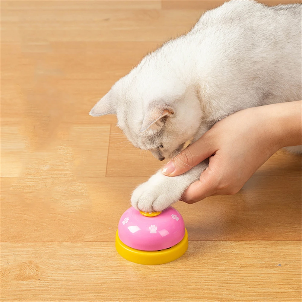 Pet IQ Training Bell Cute Printed Cat Dog Practical Training Bells Pets Communication Device Puppy Called Dinner Reminder Feeder-0