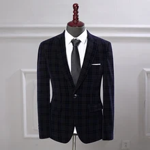 Классический дизайн мужская деловая куртка повседневное пальто однобортные Свадебные клетчатые костюмы облегающий жилет de Costume Homme