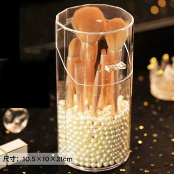 

Large Capacity Makeup Brush Storage Tube Acrylic Beauty Brush Storage Box Dustproof Cover Easy To Open Close Makeup Storage