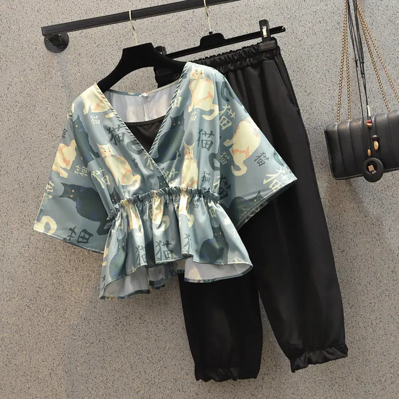 

Women's Suits, Plus Size, Women's New Style, Age Reduction, Thin Waist, Casual Pants Suit, Women's Summer Two-piece Suit