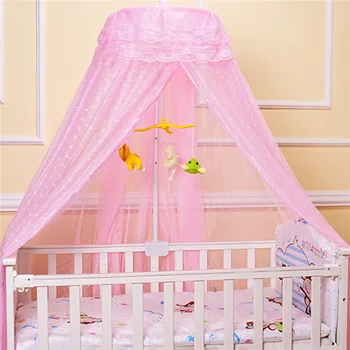 

21Round Baby Mosquito Net Romantic Printed Hung Dome Mosquito Netting Bed Canopy For Kids Bedroom Nursery With 3 Colors