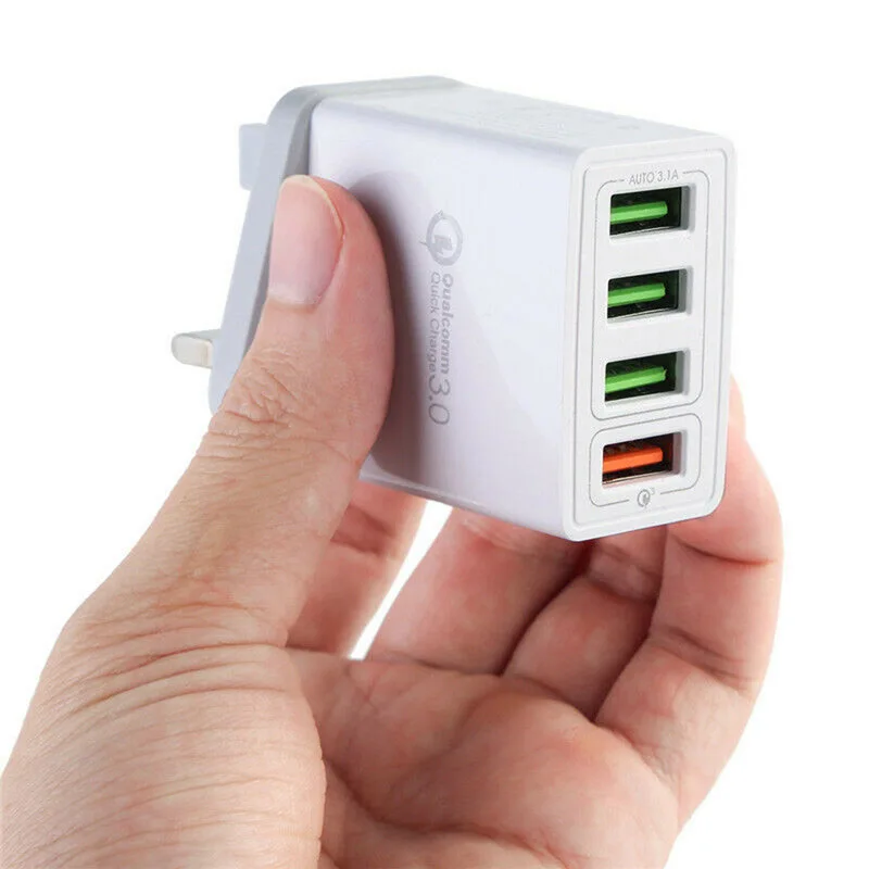 

High quality and convenient travel 4 Port Fast Quick Charge QC 3.0 USB Hub Wall Charger Power Adapter US EU UK Plug