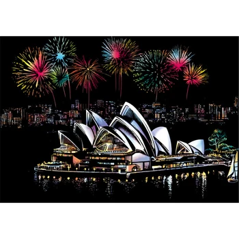 

Sydney Opera House Scratch Art Paper Drawing Toys Scratch Painting Craft