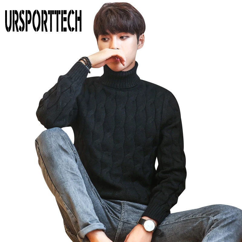 Sweater Men Knitwear Turtleneck Slim-Fit Male High-Neck Winter Brand Autumn Thick Warm