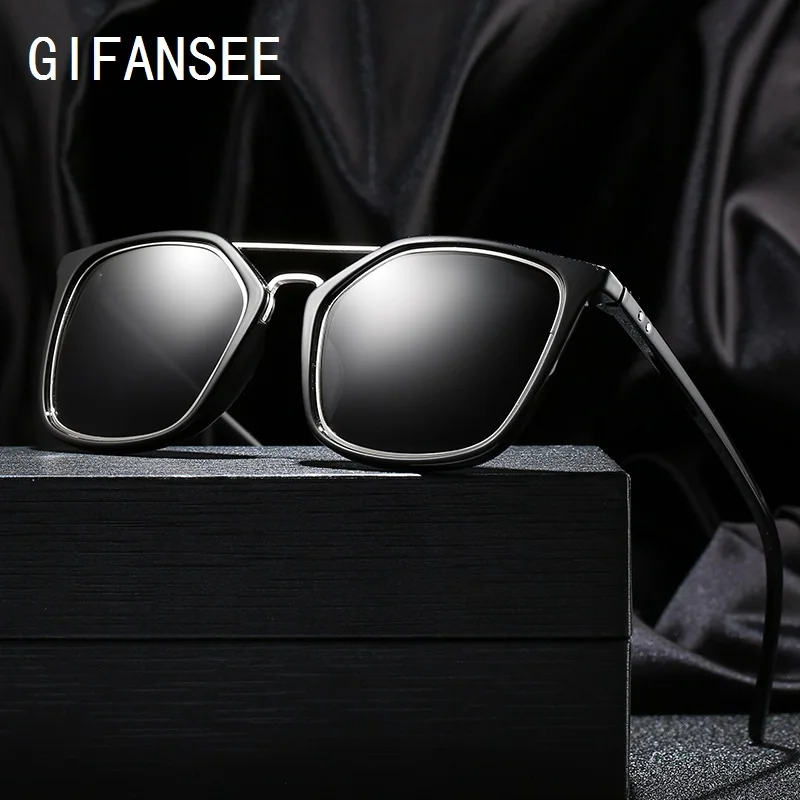 

GIFANSEE Pilot polarized sunglasses men mirror lens Double beam frame luxury brands UV400 driving sport