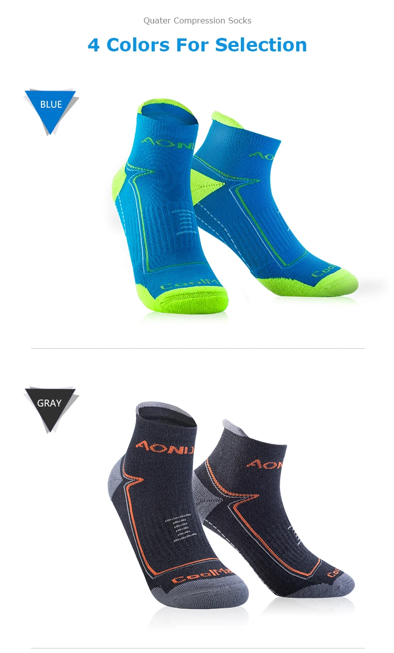 AONIJIE, уличные хлопковые носки, спортивные, для бега, для занятий спортом, для тренировок, с подушкой, для четвертей, футбольные носки, защита от пятки, для велоспорта, E4090